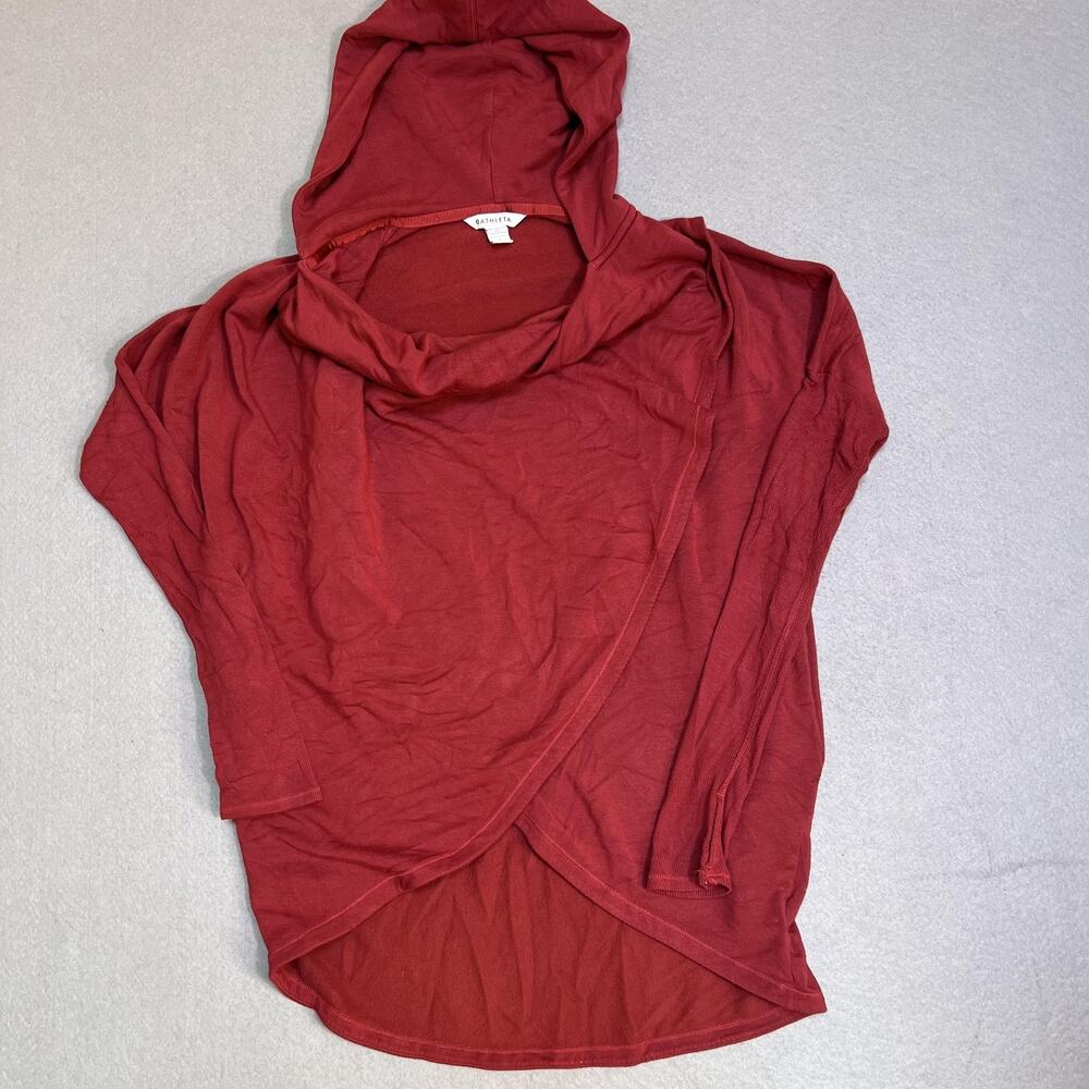Athleta Purana Wrap Hoodie Womens Small Red Lightweight Pullover Sweatshirt